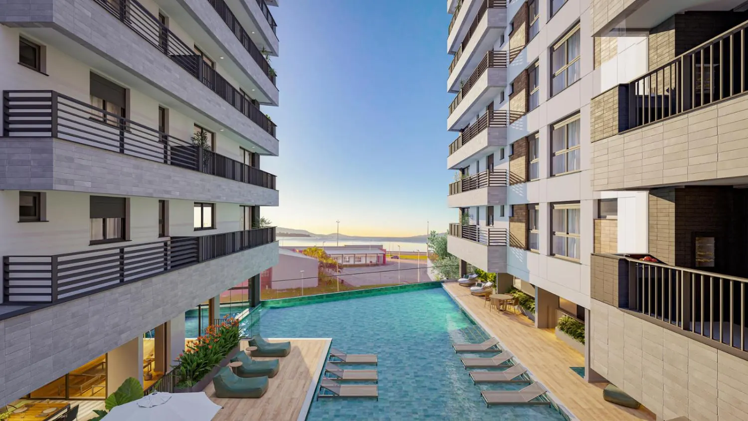 Piscina e torres do D/Vert Residence Club, Beira-Mar de São José